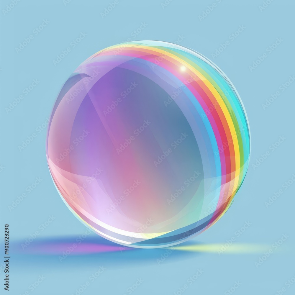 Crystal ball, prism effect creating rainbow, flat design illustration Crystal ball, prism effect creating rainbow, flat design illustration
