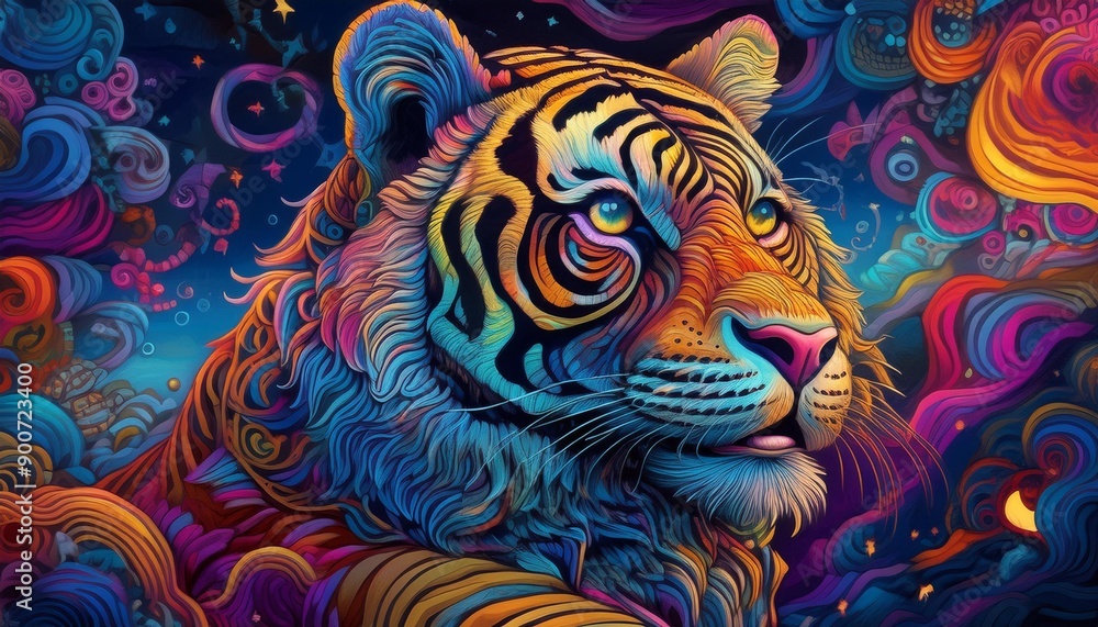 Psychadelic theme Tiger Psychadelic theme Tiger