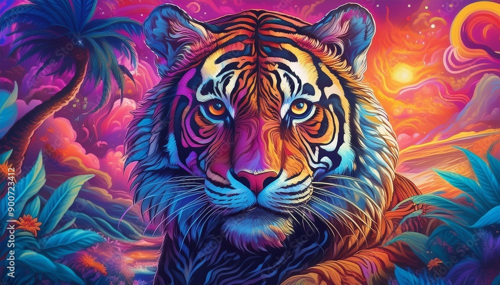 custom made wallpaper toronto digitalPsychadelic theme Tiger