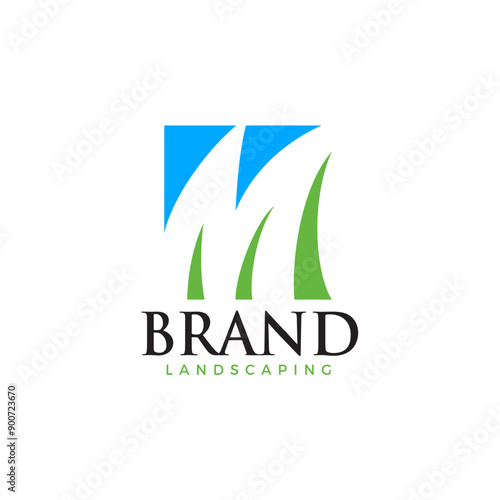 Illustration vector graphic of M grass shape letter logo good for landscaping or environment business