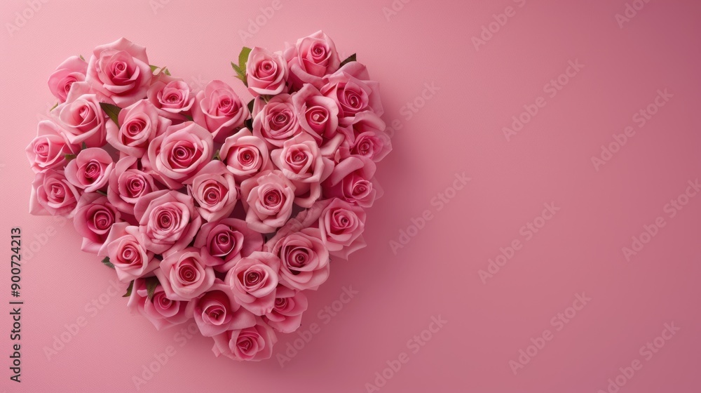 Fototapeta premium Heart made from the top pink pink rose background pink