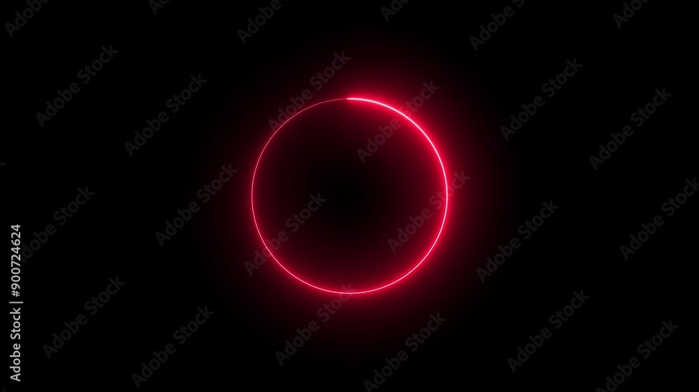 glowing neon red color circle animation in black background glowing neon red color circle animation in black background
