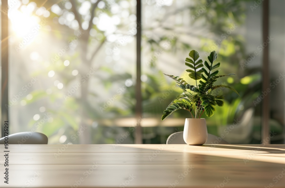 Bright interior scene featuring a green plant in a modern pot, sunlit, enhancing the tranquil atmosphere of the space. Bright interior scene featuring a green plant in a modern pot, sunlit, enhancing the tranquil atmosphere of the space.