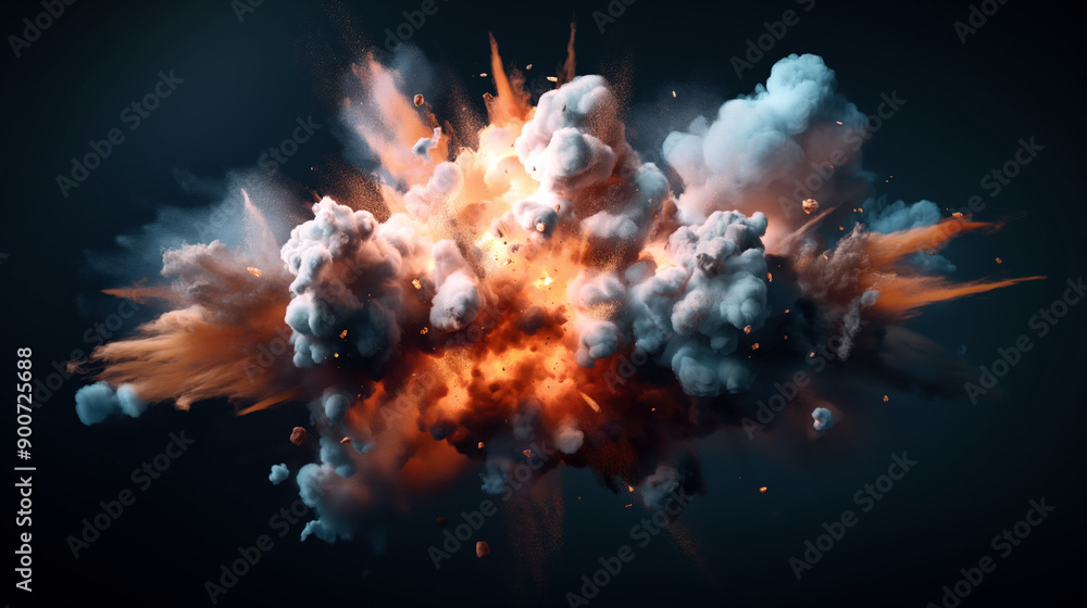 High-resolution image of a dramatic explosion with vibrant orange ...