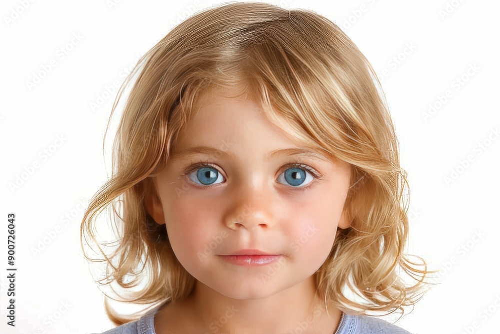 Young girl with bright blue eyes in red shirt, white studio background, innocent and pure expression, soft lighting, childhood simplicity, natural beauty, clear and focused, serene and calm. Young girl with bright blue eyes in red shirt, white studio background, innocent and pure expression, soft lighting, childhood simplicity, natural beauty, clear and focused, serene and calm.