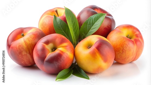 Fresh Peaches Isolated on White Background for Healthy Eating Concept