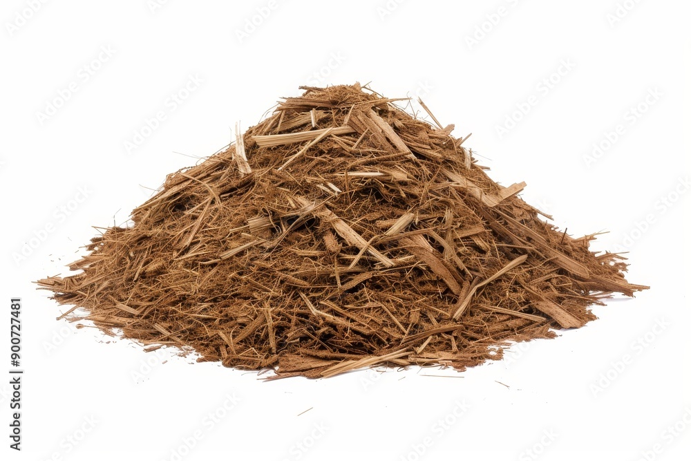 A Pile Of Natural Mulch Made From Cedar Wood Shavings In A Garden Setting