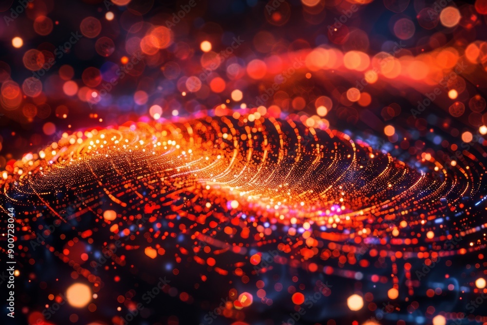 Vibrant digital fingerprint composed of glowing particles symbolizing data security and advanced biometric technology Vibrant digital fingerprint composed of glowing particles symbolizing data security and advanced biometric technology