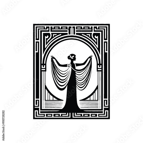 woman wear traditional fashion Greek chiton draping gracefully