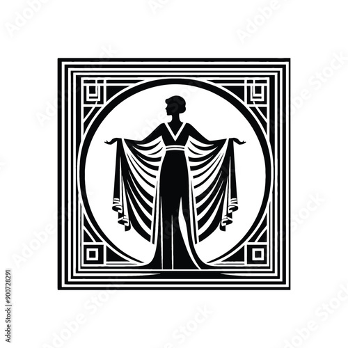woman wear traditional fashion Greek chiton draping gracefully