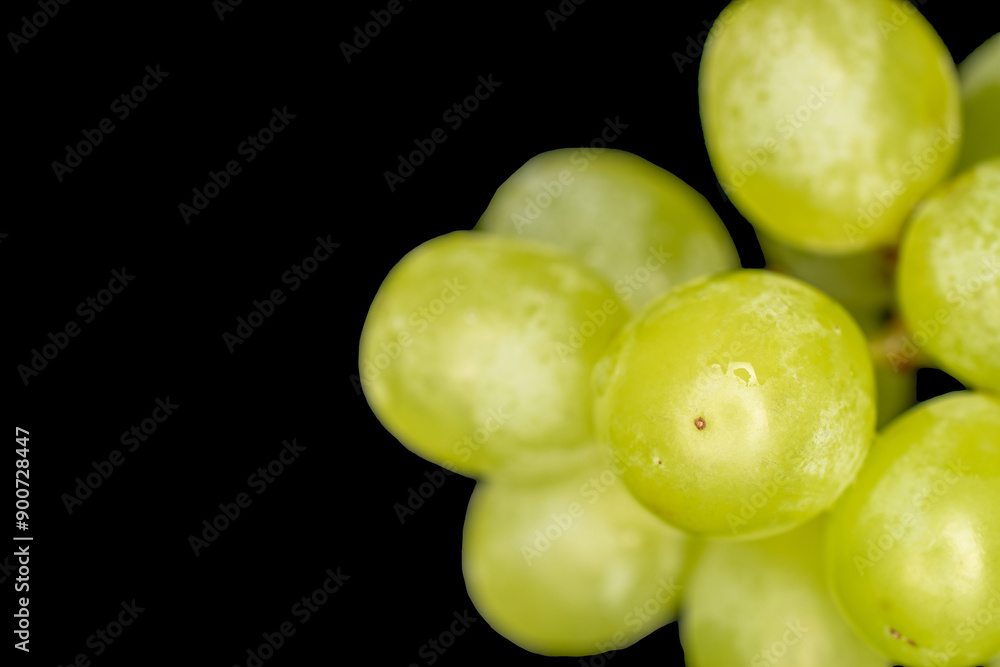 Sweet grapes, macro, isolated on black background. Sweet grapes, macro, isolated on black background.