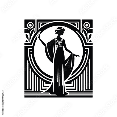 woman wear traditional fashion Greek chiton draping gracefully