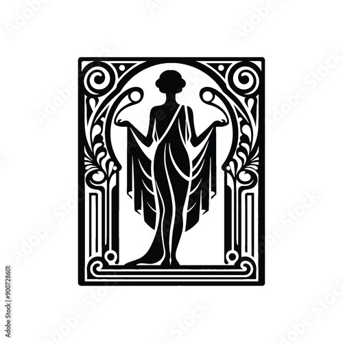 woman wear traditional fashion Greek chiton draping gracefully