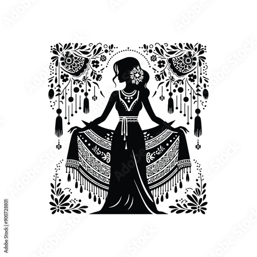 woman wear traditional fashion Greek chiton draping gracefully