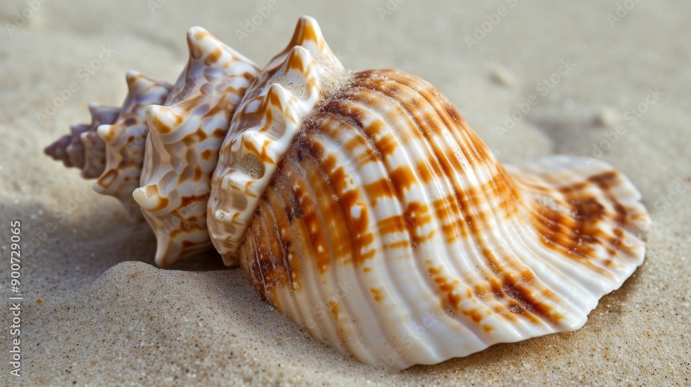 Image of a single seashell, showing its intricate patterns and colors Image of a single seashell, showing its intricate patterns and colors