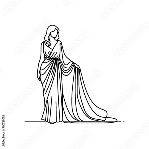 woman wear traditional fashion Greek chiton draping gracefully