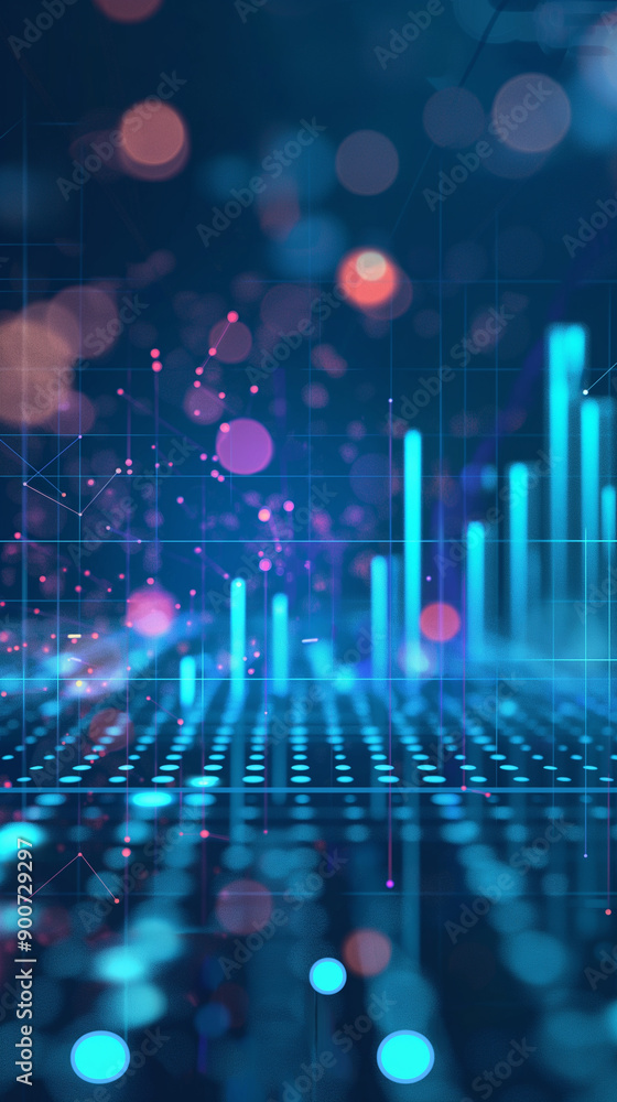 abstract blue background with 3d graphs, data visualisation, global business finances and digital interface concept abstract blue background with 3d graphs, data visualisation, global business finances and digital interface concept