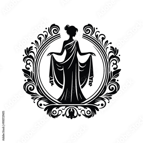 woman wear traditional fashion Greek chiton draping gracefully