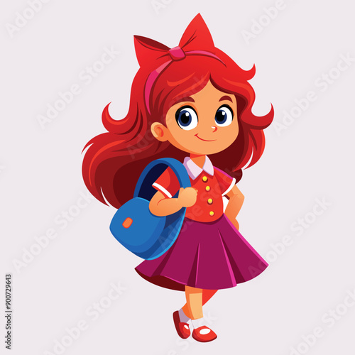 Vector illustration of A beautiful schoolgirl for Back to School banner design