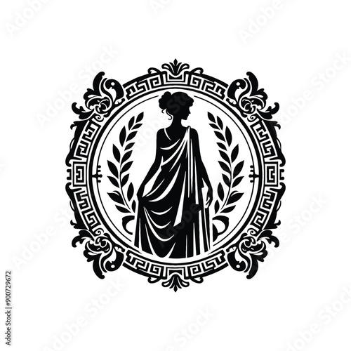 woman wear traditional fashion Greek chiton draping gracefully