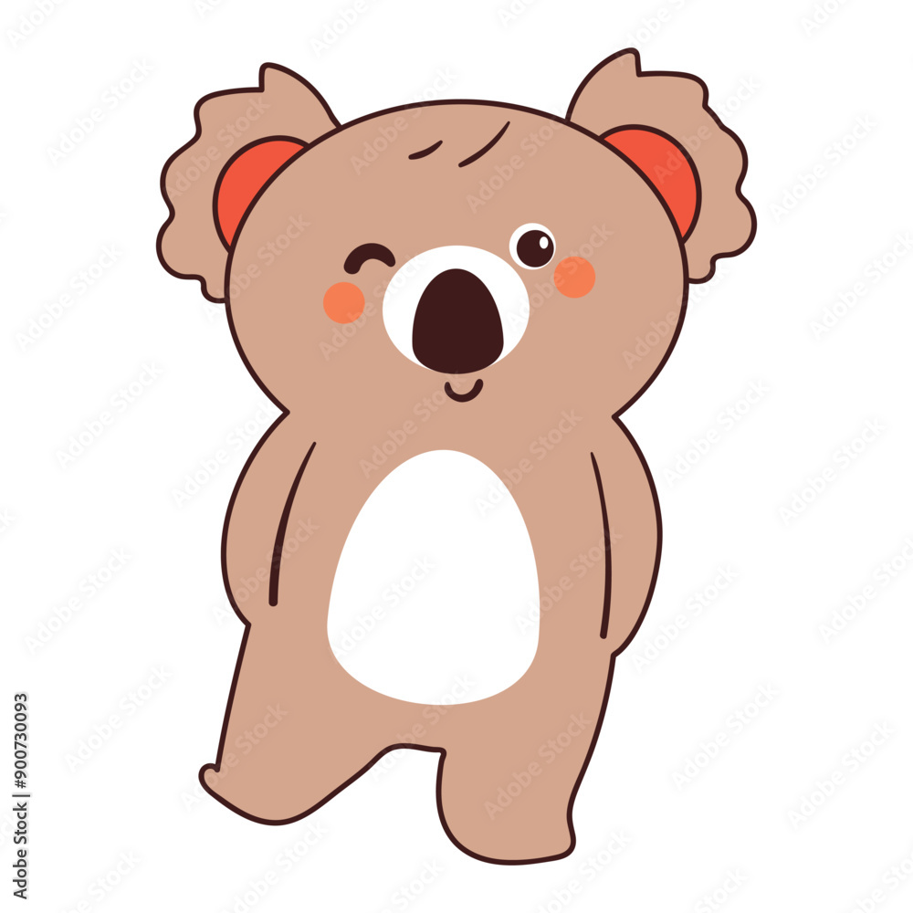 hand drawing cartoon koala sticker. cute animal drawing, doodle hand drawing cartoon koala sticker. cute animal drawing, doodle