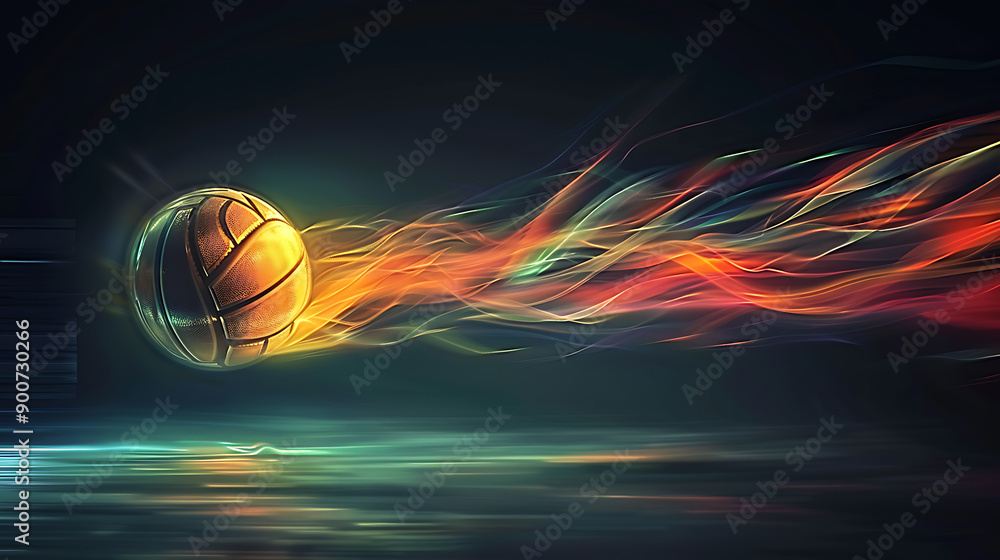 Dynamic Energy of a Spinning VolleyballCapturing Motion and Agility Against a Black Background Dynamic Energy of a Spinning VolleyballCapturing Motion and Agility Against a Black Background