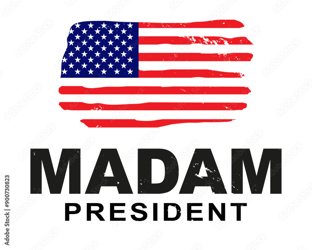 Madam President concept. Presidential Election campaign. Vote 2024 in USA. Vector illustration. Madam President concept. Presidential Election campaign. Vote 2024 in USA. Vector illustration.