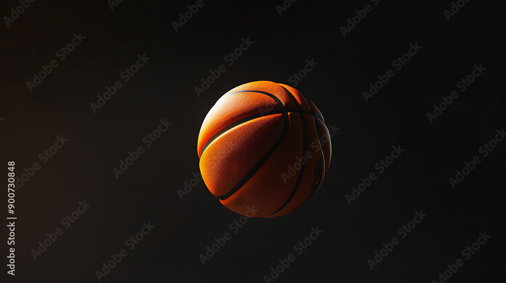 Dynamic Spinning Basketball in Mid-Air Against a Stark Black BackgroundA High-Energy Sports Visual Capturing Movement and Texture Dynamic Spinning Basketball in Mid-Air Against a Stark Black BackgroundA High-Energy Sports Visual Capturing Movement and Texture