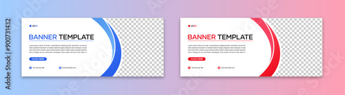 Horizontal banner template. Set of business promotion and website banner templates. Editable web banner and social media cover designs for digital marketing
