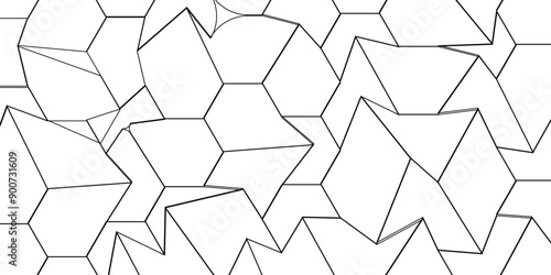 Abstract elegant background black line texture. Abstract black geometric overlapping hexagon pattern abstract futuristic background design. data concept, poster, flyer, wallpaper vector illustration