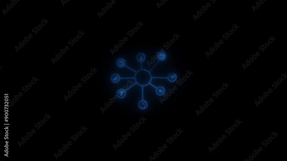 Business network icon animation. One black background. Business network icon animation. One black background.