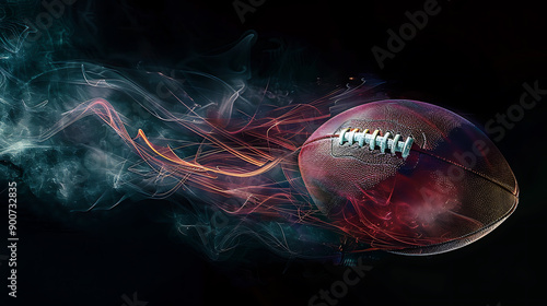 Wallpaper Mural A Dynamic Spinning Football in Mid-AirCapturing the Energy and Motion Against a Striking Black Background Torontodigital.ca