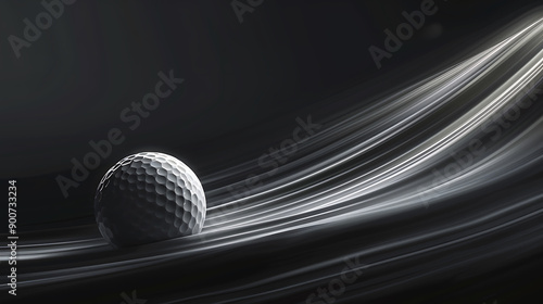 A Captivating Moment in GolfA Golf Ball in Mid-Air with Dynamic Spin and Motion Blur Against a Black Background