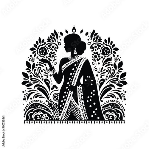 woman wear traditional fashion An Indian saree 