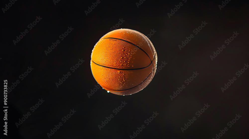 Dynamic Spinning Basketball in Mid-AirA Captivating Display of Energy and Motion Against a Stark Black Background Dynamic Spinning Basketball in Mid-AirA Captivating Display of Energy and Motion Against a Stark Black Background
