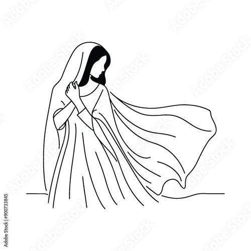 woman wear traditional fashion An Iranian chador in flowing fabric
