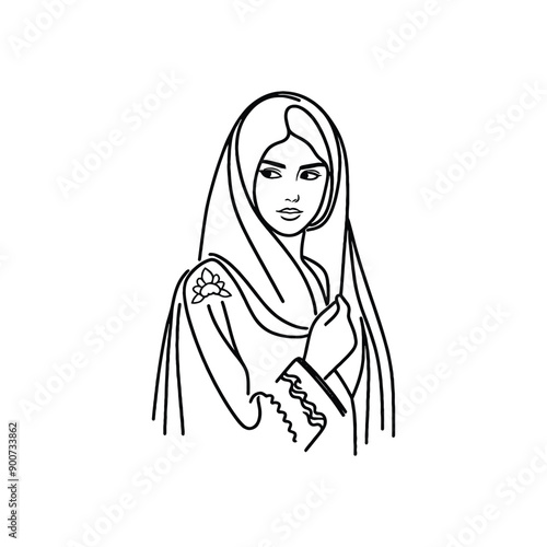 woman wear traditional fashion An Iranian chador in flowing fabric