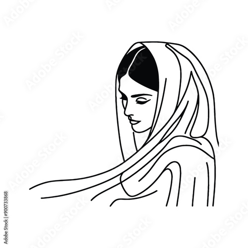 woman wear traditional fashion An Iranian chador in flowing fabric