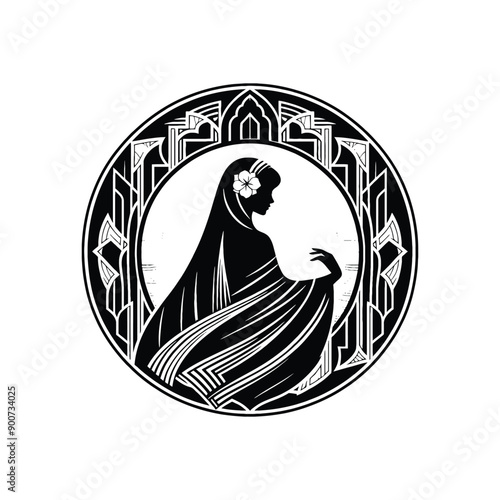 woman wear traditional fashion An Iranian chador in flowing fabric