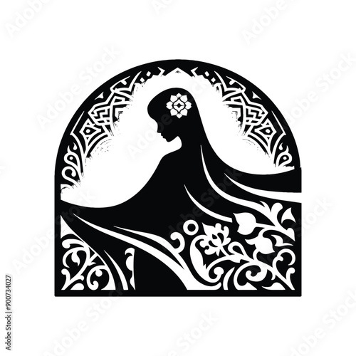 woman wear traditional fashion An Iranian chador in flowing fabric