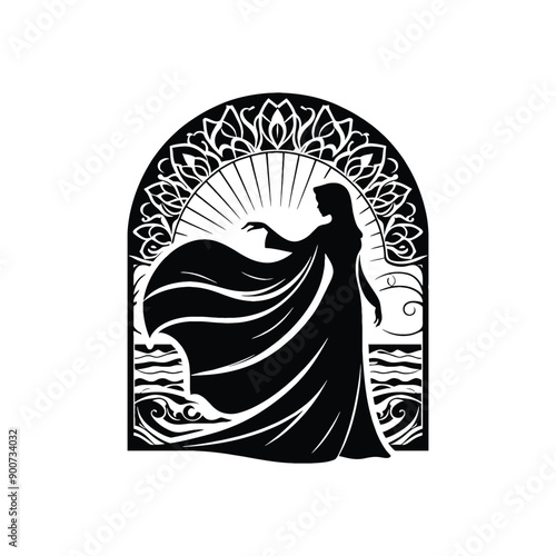 woman wear traditional fashion An Iranian chador in flowing fabric