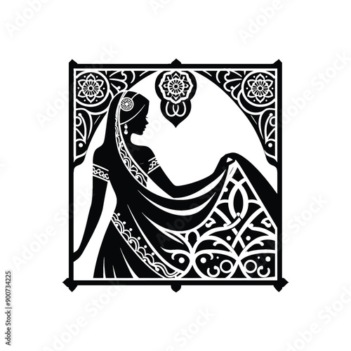 woman wear traditional fashion An Iranian chador in flowing fabric