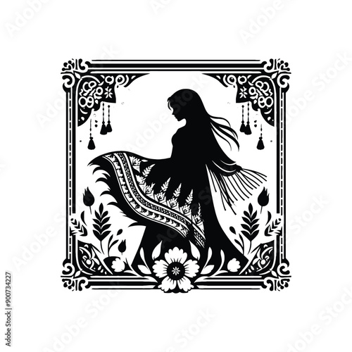 woman wear traditional fashion An Iranian chador in flowing fabric