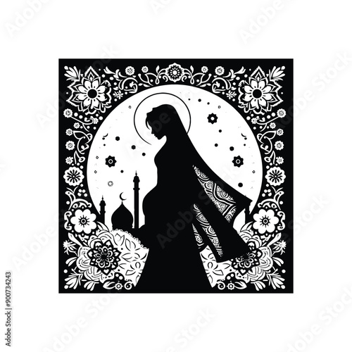 woman wear traditional fashion An Iranian chador in flowing fabric