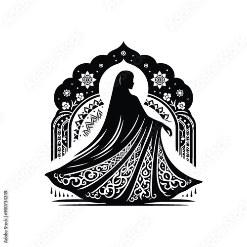 woman wear traditional fashion An Iranian chador in flowing fabric