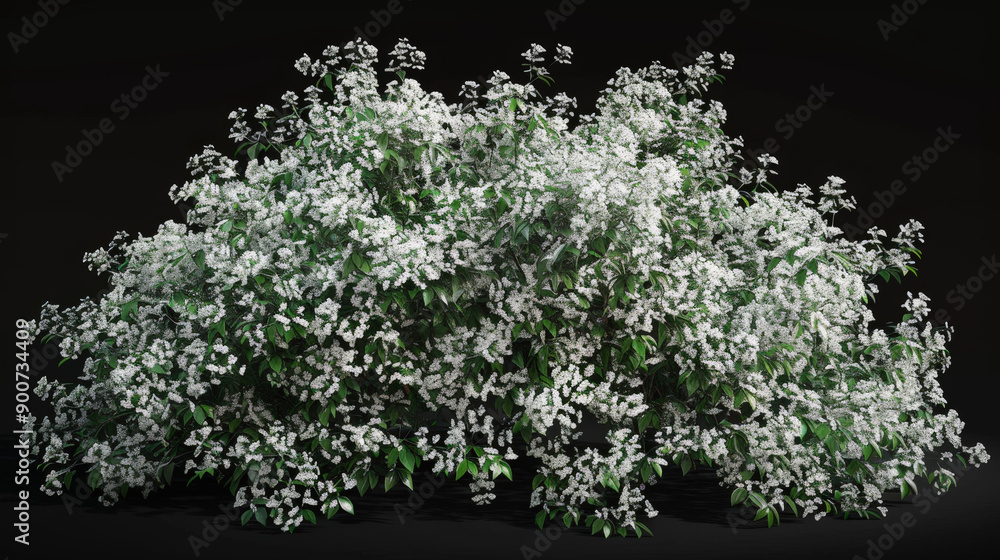 bush with flowers on black background bush with flowers on black background