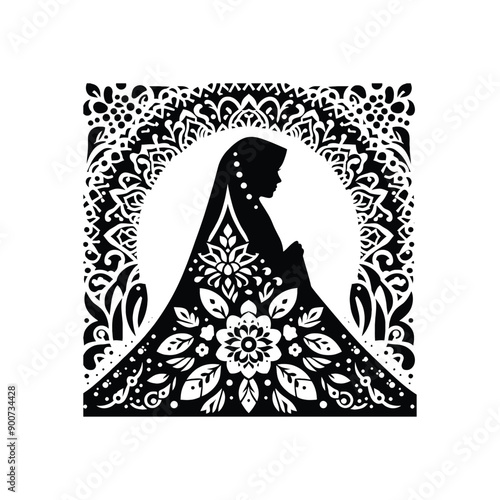 woman wear traditional fashion An Iranian chador in flowing fabric