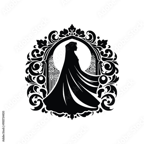 woman wear traditional fashion An Iranian chador in flowing fabric