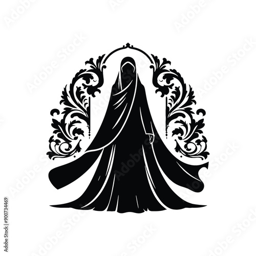woman wear traditional fashion An Iranian chador in flowing fabric