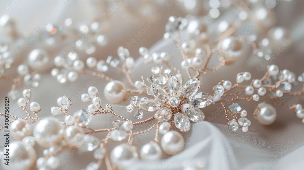 Close-up shot of an elegant wedding hair ornament Close-up shot of an elegant wedding hair ornament